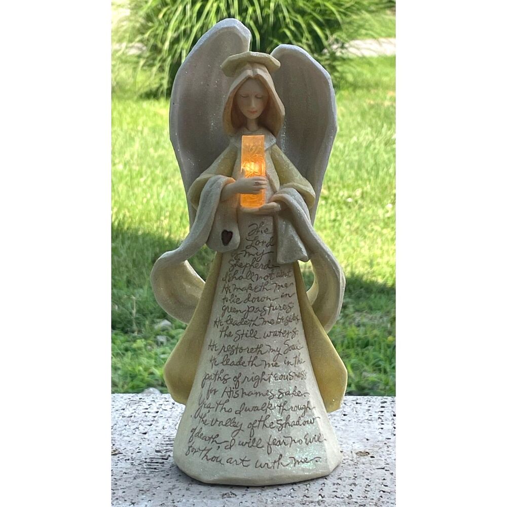 Lighted Angel Figurine Psalm 23 The Lord Is My Shepherd LED Christmas Decor